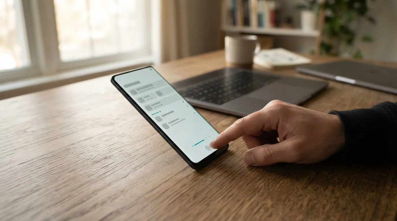 Smartphone-Display zeigt Zahlungsoptionen und Sicherheitsfeatures einer Sportwetten-App