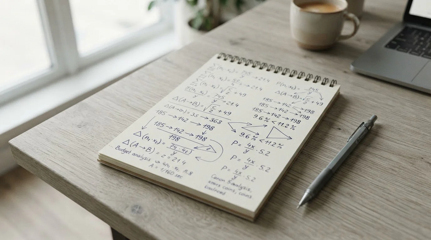 Notizblock mit handschriftlicher Kostenrechnung für Sportwetten-Strategie