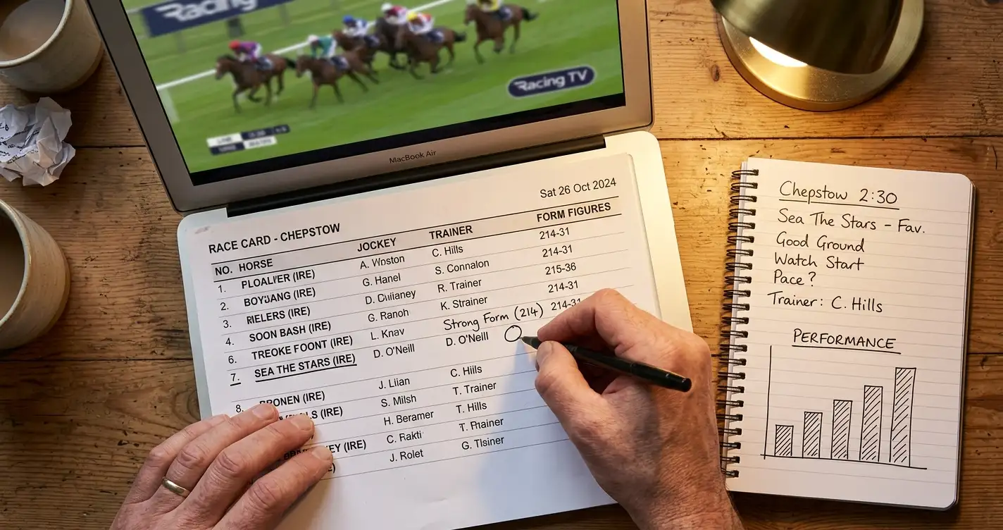 Pferdewetten Strategie – Racecard mit Formkurve und Notizen zur Rennanalyse