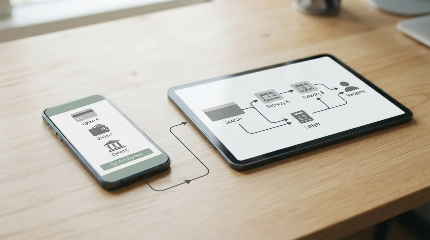Verschiedene digitale Zahlungswege im Geschwindigkeitsvergleich auf neutralem Interface